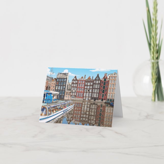 Tarjeta Amsterdam canalside houses greeting card (Anverso)