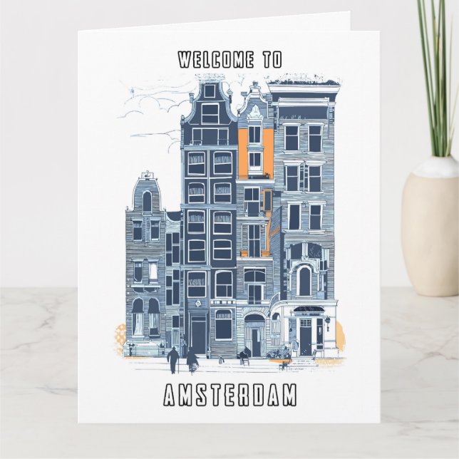 Tarjeta Ámsterdam Holland Vintage Holandés Streets Travel  (Anverso)