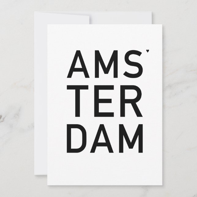 Tarjeta Amsterdam - minimalistic typography card (Anverso)