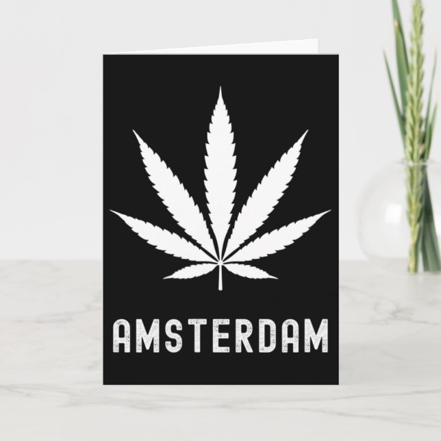 Tarjeta Amsterdam Stoner Pot Leaf Travel Vacation  (Anverso)