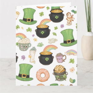 Tarjeta Amuletos de la Suerte Kawaii del Día de San Patric