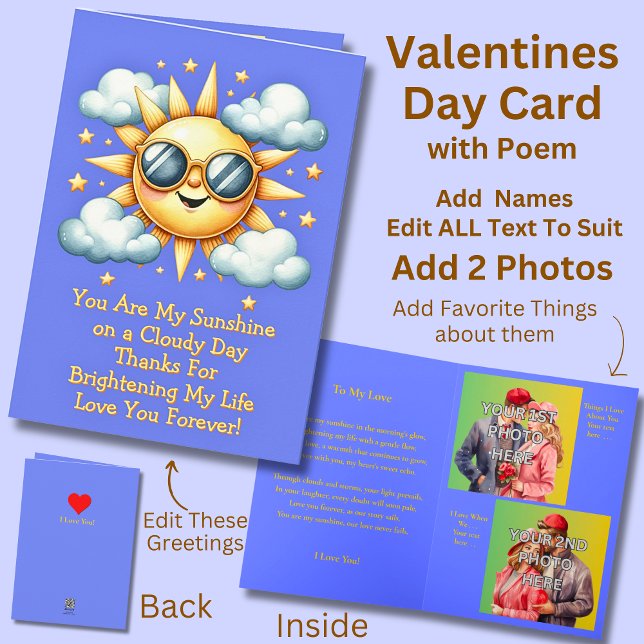 Tarjeta Añadir 2 fotos, eres mi sol en San Valentín (Subido por el creador)