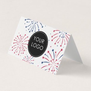 Tarjeta Añadir el logotipo 4 de julio de fuegos artificial