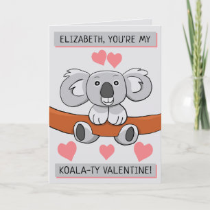 Tarjeta Añadir el nombre Cute Koala-ty Valentine Greeting