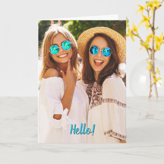 Tarjeta Añadir el saludo de su Personalizado fotográfico (flor amarilla)