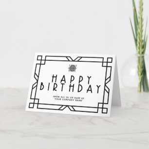 Tarjeta Añadir logotipo Art Deco Business Cumpleaños Blanc