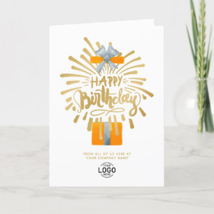 Tarjeta Añadir logotipo Naranja Regalo de fuegos artificia