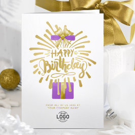 Tarjeta Añadir logotipo Purple Gift Gold Fireworks Group C