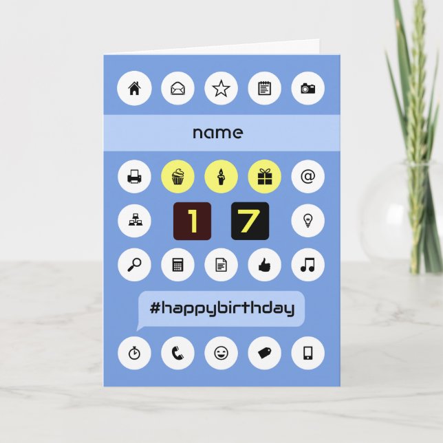 Tarjeta Añadir nombre 17 años de computación personalizada (Anverso)