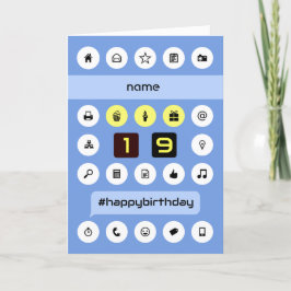 Tarjeta Añadir nombre 19.º cumpleaños informático personal