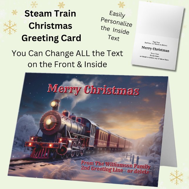 Tarjeta Añadir nombre de familia Navidad de tren de vapor  (Subido por el creador)