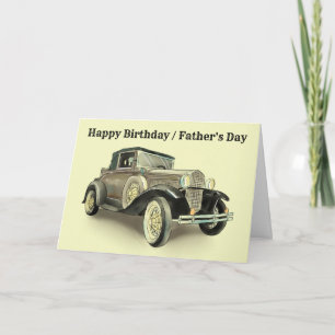 Tarjeta Añadir nombre texto Vintage Car Birday, Fathers Da