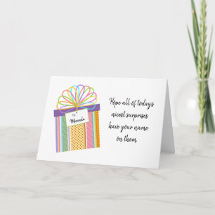 Tarjeta Añadir nombre y edad Diversión regalo Bow Multi Co