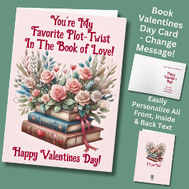 Tarjeta Añadir nombres, libros Flores Día de San Valentín 