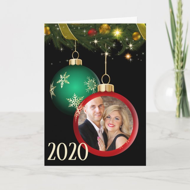 Tarjeta Añadir TU FOTO Ornamento de Navidad Personalizado (Anverso)