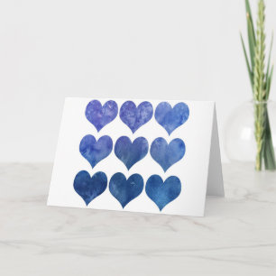 Tarjeta AÑADIR TU PROPIO TEXTO Corazones de amor azules
