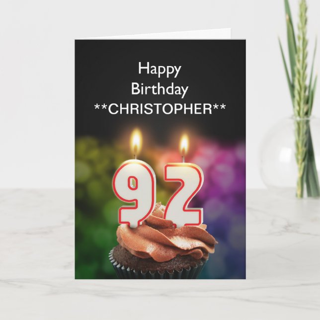 Tarjeta Añadir un nombre a estas velas de 92 cumpleaños (Anverso)
