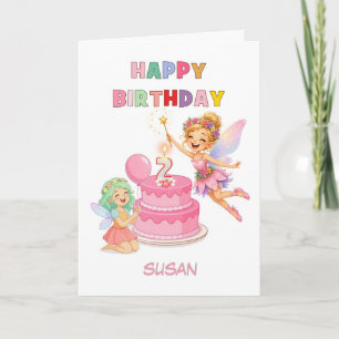 Tarjeta Añadir un nombre hadas segundo cumpleaños