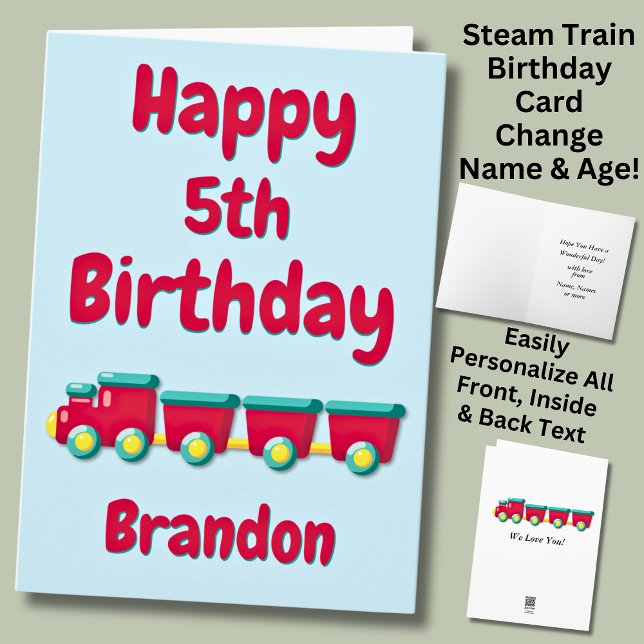 Tarjeta Añadir un texto de cambio de nombre, tren rojo niñ (Subido por el creador)