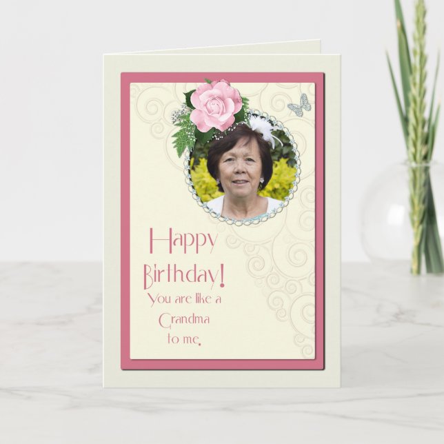 Tarjeta Añadir una foto, como una abuela, cumpleaños (Anverso)
