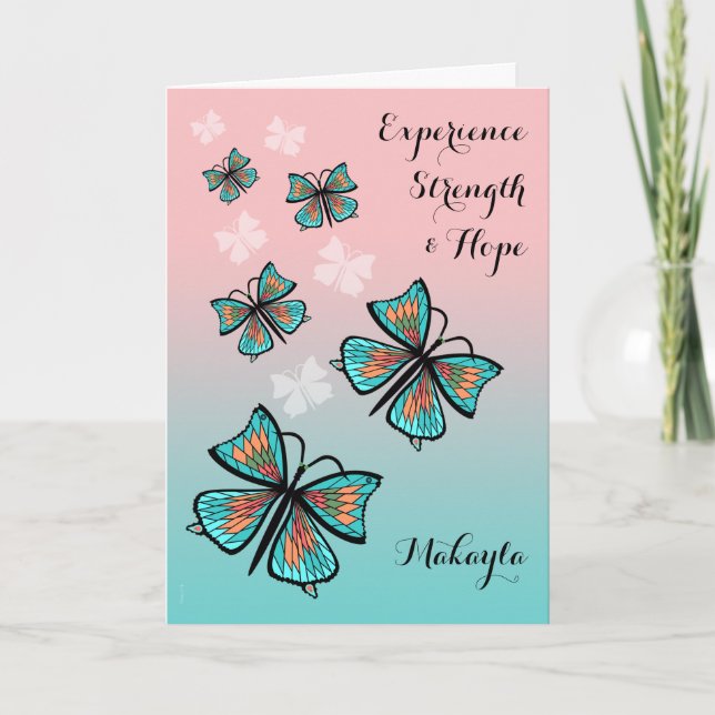 Tarjeta Añadir una mariposa de cumpleaños de recuperación  (Anverso)