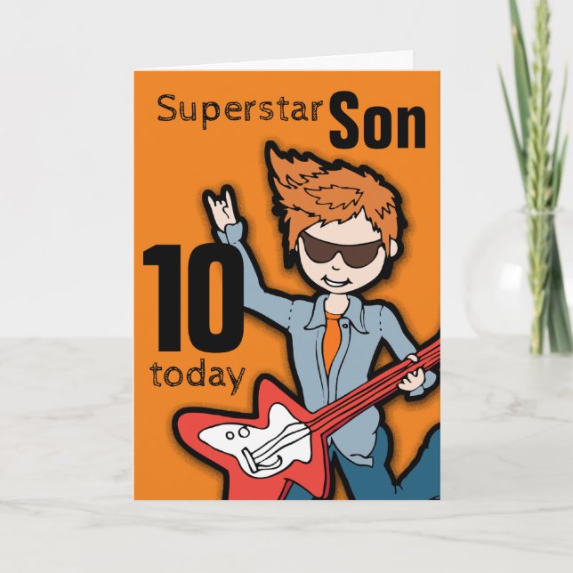 Tarjeta anaranjada del muchacho del 10mo (Anverso)