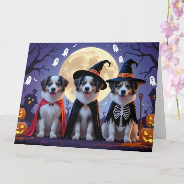Tarjeta Anatolian Shepherd Dogs Pumpkin Halloween Funny (Orquídea)