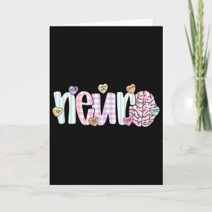Tarjeta Anatomía Cerebro Neuro Enfermera Día de San Valent