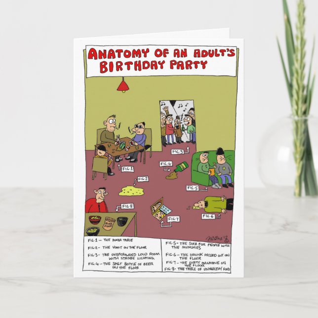 Tarjeta Anatomía de la fiesta del cumpleaños de un adulto (Anverso)