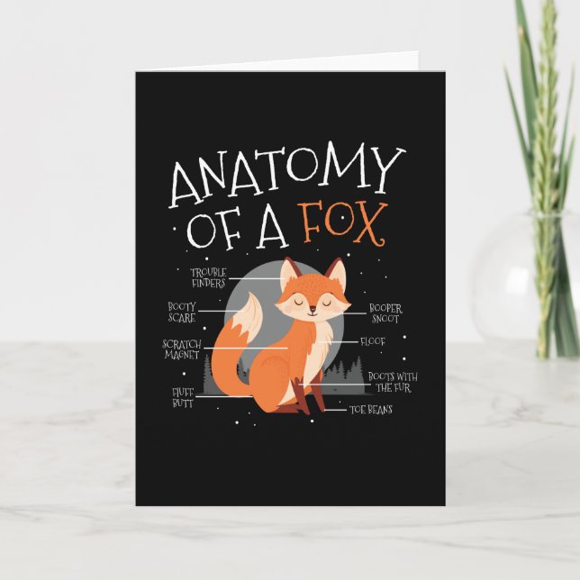 Tarjeta Anatomía De Un Animal De La Selva Fox Cute (Anverso)