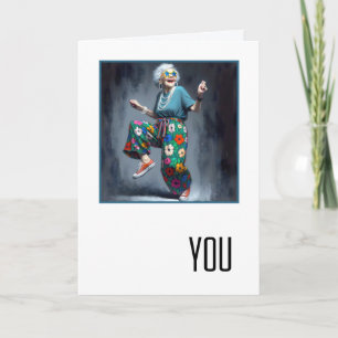 Tarjeta Anciana bailando en su cumpleaños 