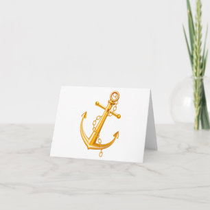 Tarjeta Ancla de Oro Náutico Playa Boda Hola Gracias