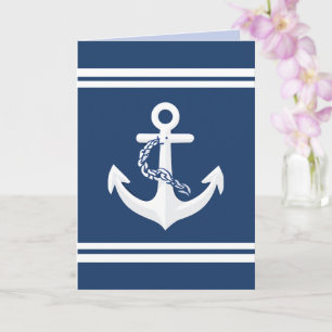 Tarjeta Ancla Náutica Vela Navegación Blanco Azul Marina