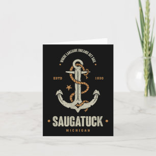 Tarjeta Ancla Retro Vintage Saugatuck Michigan Boating Sa