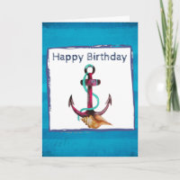 Ancla Rosa Con Cuerda Y Conchas De Cumpleaños