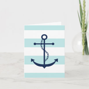 Tarjeta Anclaje azul en franjas de menta