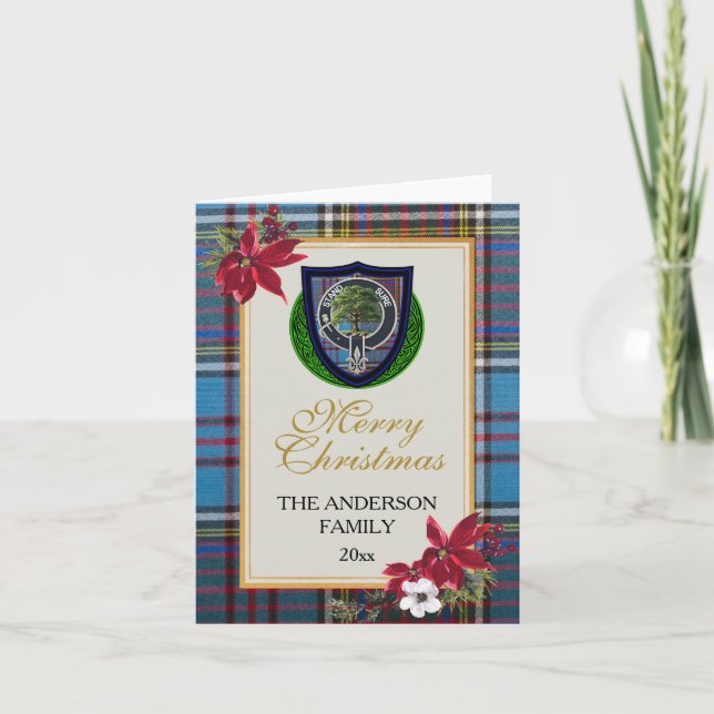 Tarjeta Anderson Scottish Clan Tartan & Crest (Anverso)