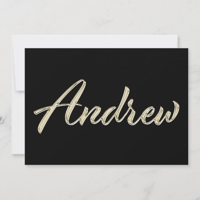 Tarjeta Andrew Name white gold Handwriting Karte (Anverso)