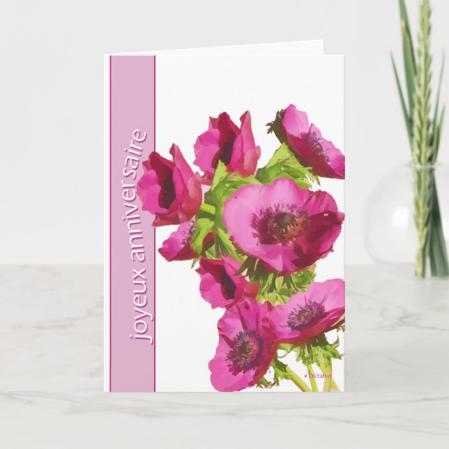 Tarjeta anemon del anniversaire del joyeux (feliz (Anverso)