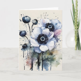 Tarjeta Anémona - Flores de acuarela