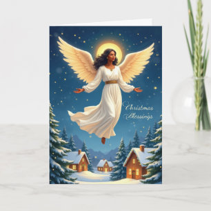 Tarjeta Ángel afroamericano de la paz en Navidad