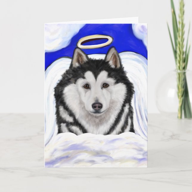 Tarjeta Ángel Alaskan Malamute (Anverso)