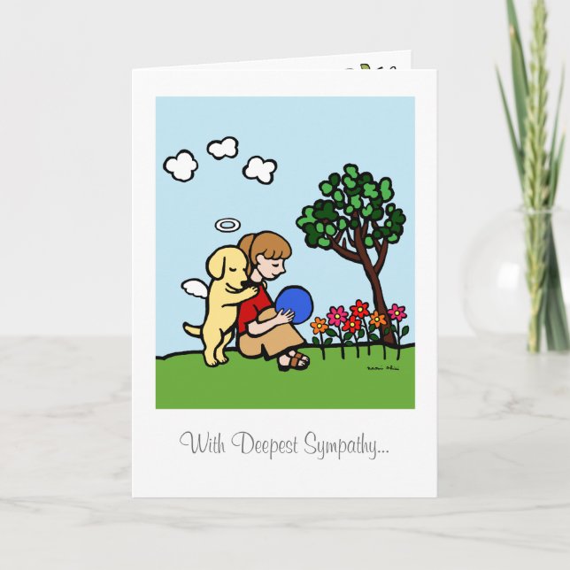 Tarjeta Ángel amarillo de Labrador con amor (Anverso)