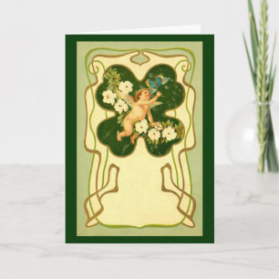 Tarjeta Angel Art Nouveau del Día de San Patricio