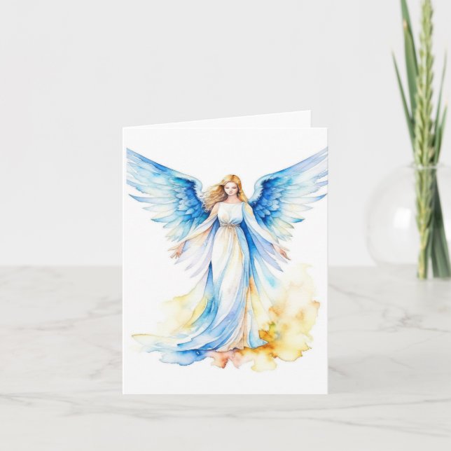 Tarjeta Ángel B navidades - acuarelas y pluma (Anverso)