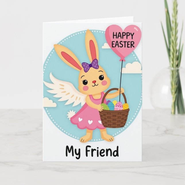 Tarjeta Angel Bunny Friend Holiday Card (Anverso)