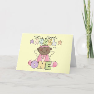 Tarjeta Ángel, Chica afroamericano, primer cumpleaños