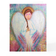 Tarjeta Angel colorida en blanco dentro