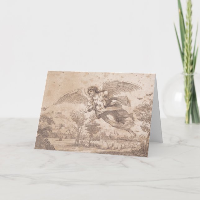 Tarjeta Ángel con dos hijos, Francesco Bartolozzi, (Anverso)