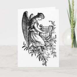 Tarjeta Ángel con la arpa y la flora